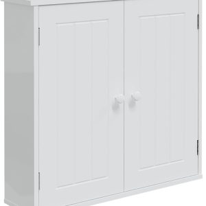 Bathroom Wall Cabinet Over Toilet, Space Saver Storage Cabinet with 2 Door Adjustable Shelves, Small Medicine Cabinet for Bathroom Laundry Room Kitchen