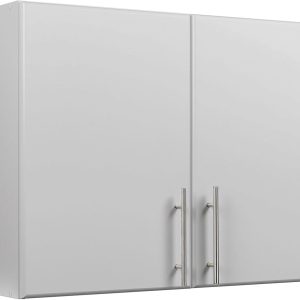 Light Gray Cabinet:  Wall Cabinet,  Garage Cabinet with Storage Shelf, Stackable 16"D x 32"W x 24"H, Perfect as a Garage Storage Cabinet with Doors and Shelves