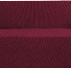 Stretch Sofa Covers for 3 Cushion Couch Covers Sofa Slipcovers for Living Room Feature Thick Checked Jacquard Fabric with Elastic Bottom, Sofa Large - Burgundy Red