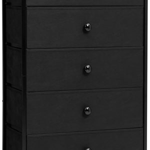 Tall Dresser, 7-Drawer Wide Fabirc Storage Tower, Chests of Drawers - Vertical Organizer Unit for Bedroom, Hallway, Entryway, Nursery, Closets with Handles (Black)