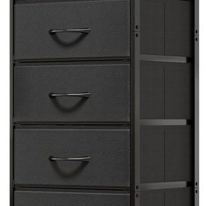 Black Tall Dresser for Bedroom, Storage Dresser Organizer with 7 Fabric Drawers, Nightstand Furniture in Closet, Entryway, Hallway
