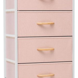 Pink Dresser for Bedroom Storage Tower - Sturdy Steel Frame, Wood Top, Easy Pull Fabric Bins, Wood Handles - Organizer Unit for Hallway, Entryway, Closets - 6 Drawers
