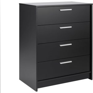 Dresser, Black Dresser for Bedroom, Chest of Drawers with 4 Drawers 18" D X 30" W x 36.5" H, BDBR-2104-1