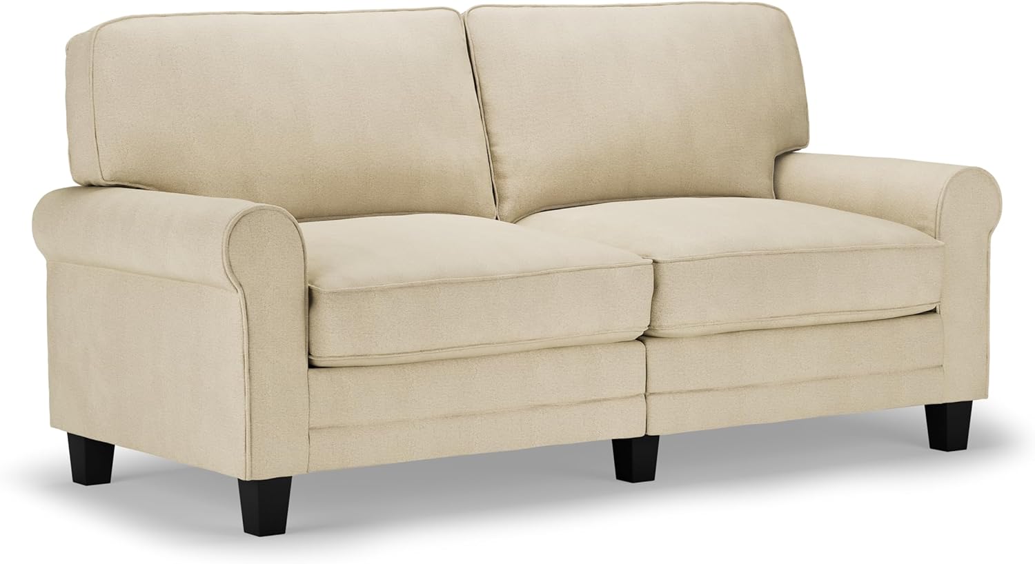 Rolled Arm, Easy Care Polyester, Soft Pillow Back, Pocket Coil Seat Cushions, Removable Covers, Loveseat or Couch for Small Spaces, Living Rooms or Bedrooms, 78" Sofa, Tan
