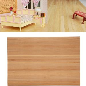 Miniature Flooring, Firm and Sturdy Solid Wood Dollhouse Floorboard with Glue on The Back for Children for 1 : 12 Doll House