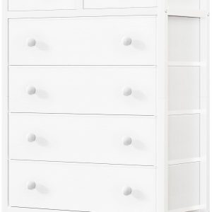 White Chest of Drawers for Bedroom Dresser with 6 Drawer Fabric Dressers for Closet Girls Modern