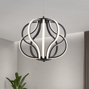 Modern LED Chandelier Black Hanging Pendant Lights, Easy Install Suitable for Dining Room Living Room Bedroom Kitchen and Corridor (10 Light, Black)