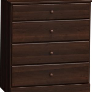 Simplistic 4-Drawer Dresser for Bedroom, Functional Bedroom Dresser Chest of Drawers 16" D x 30" W x 36.25" H, Espresso, EDBR-0401-1