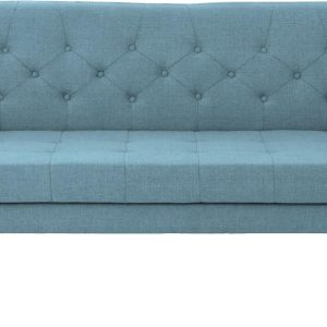 Mid Century Modern Tufted Fabric Sofa, Blue